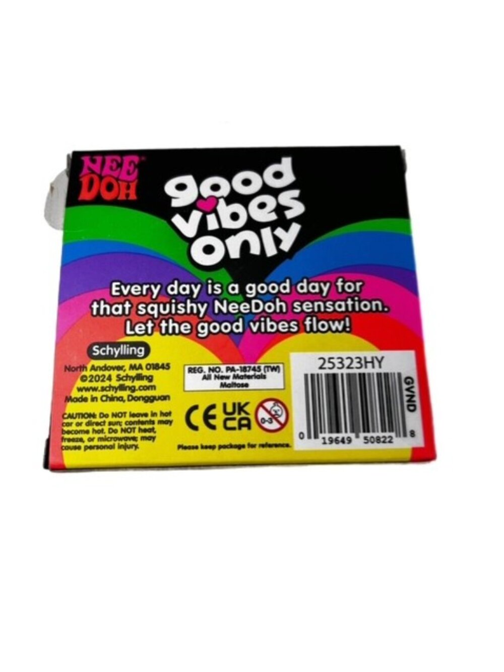 Schylling Needoh Good Vibes Only Peace Blue Stress Ball New in Sealed Box - Picture 3 of 3